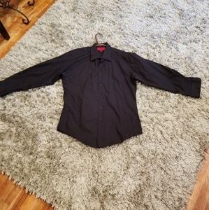 Mens black long sleeved button down shirt